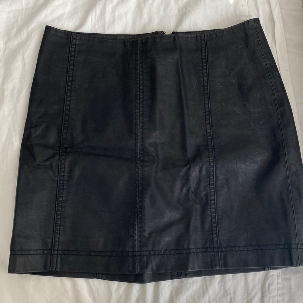 Free People Modern Femme Black Leather Skirt Size 8